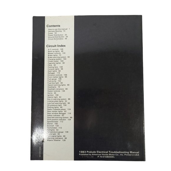 1983 Honda Prelude Electrical Troubleshooting Manual Automotive Service - Picture 2 of 13